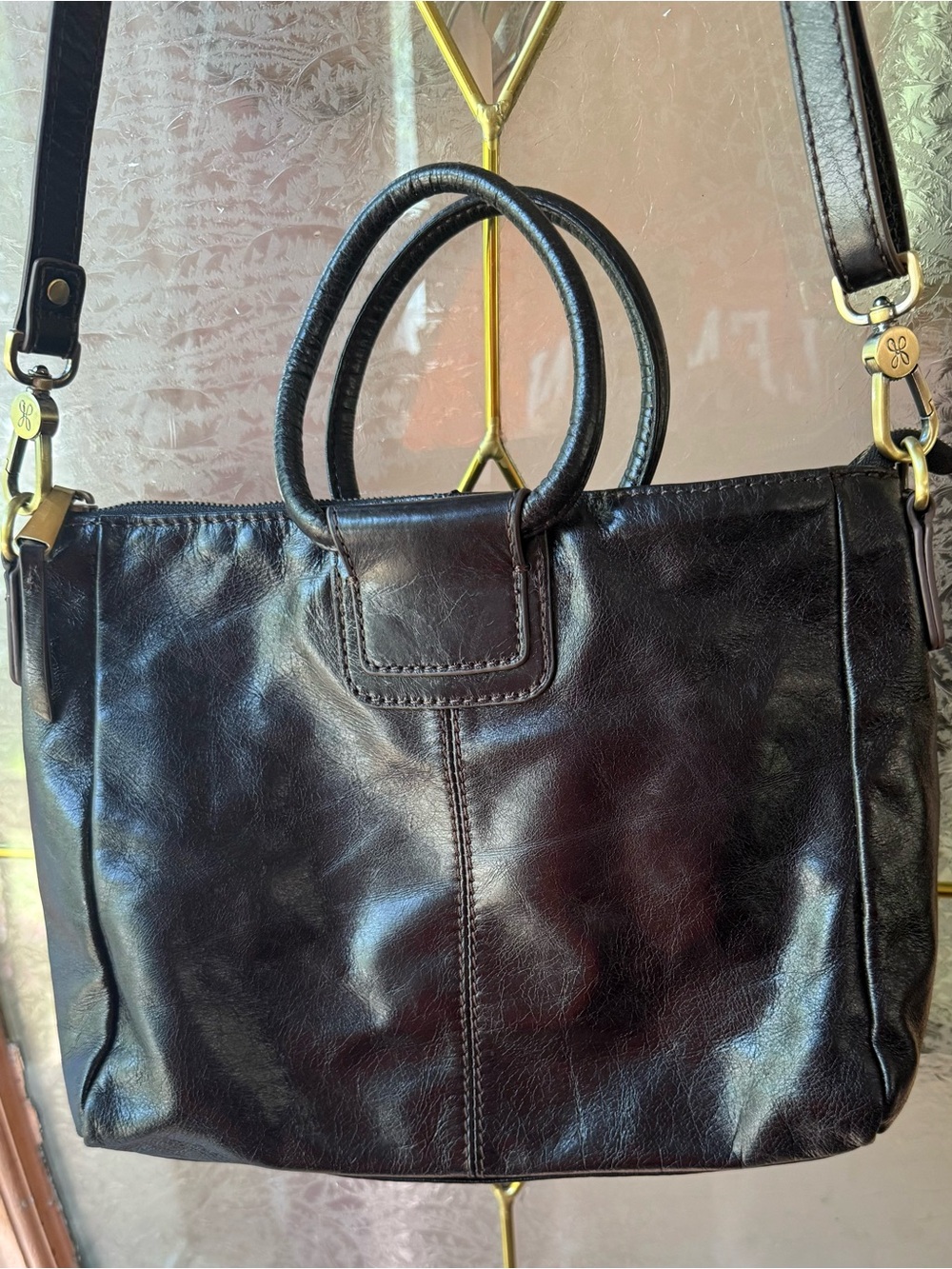 HOBO Black Leather Top-Handle Convertible Shoulder Bag